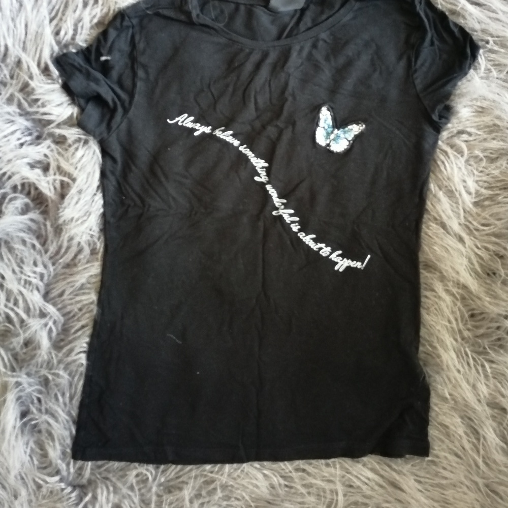Black T-shirt with a butterfly